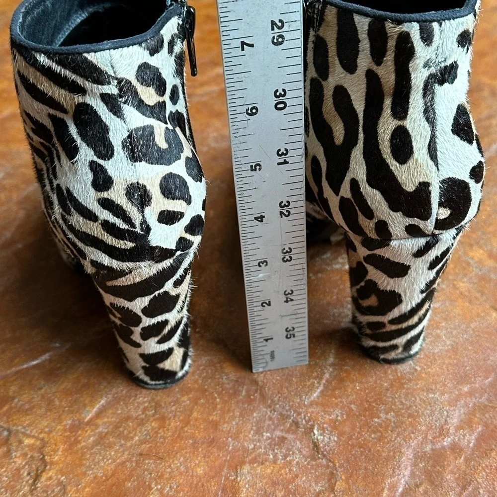 Aldo Chic Leopard Print Calf Hair Leather Heeled Ankle Boots Sz 7M